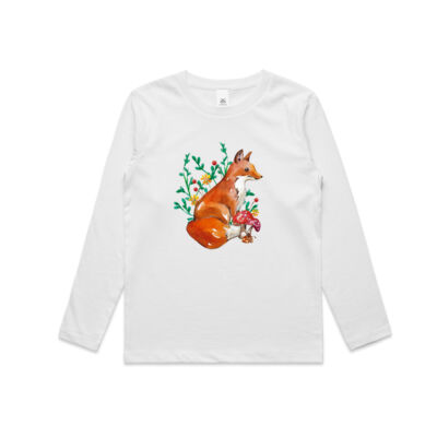 Fox and Mushrooms - Kids Longsleeve Tee Thumbnail