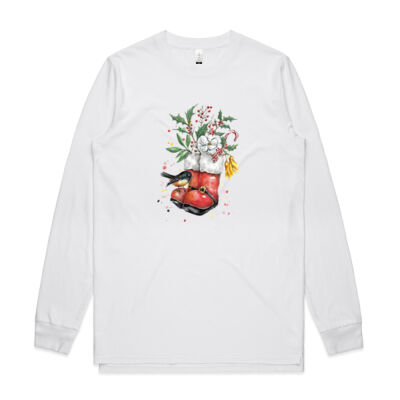 Christmas NZ Tomtit - Mens Base Organic Long Sleeved Tee Thumbnail