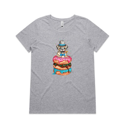 Donut Pug - Womens Shallow Scoop Tee Thumbnail
