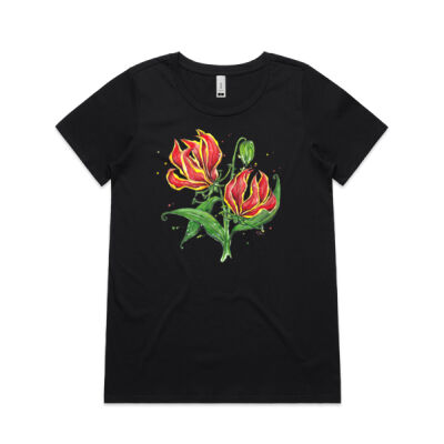 Flame Lilies - Womens Shallow Scoop Tee Thumbnail